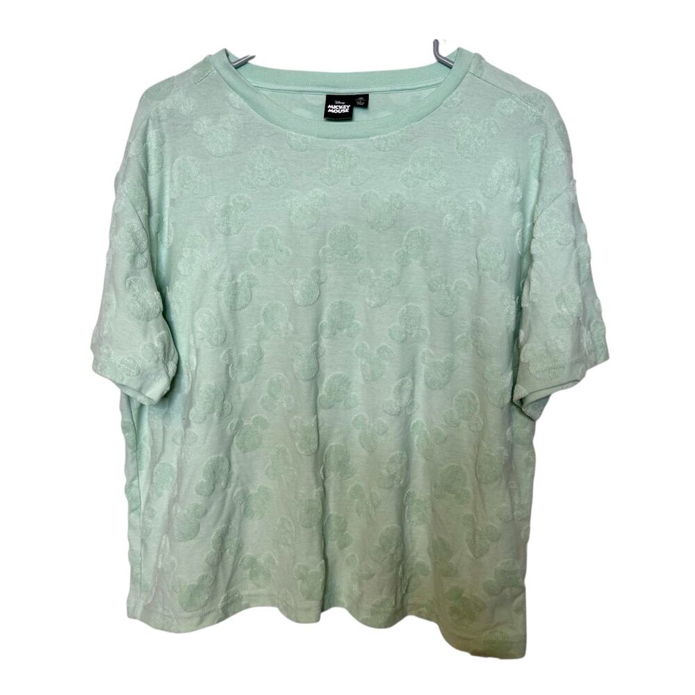 Disney Mint Pastel Green Lightweight Mickey Mouse Terry Cloth Boxy Fit Shirt